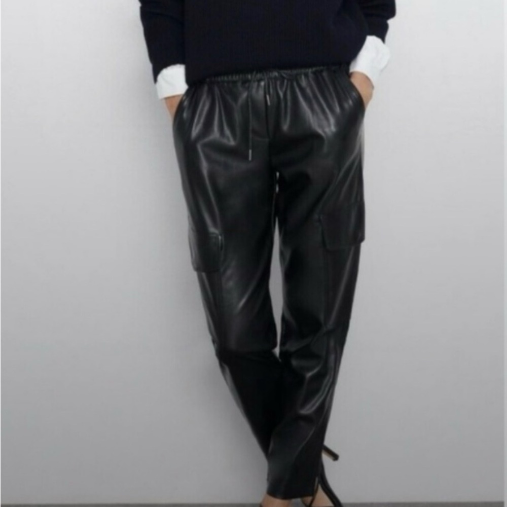 Zara Black Leather Joggers
